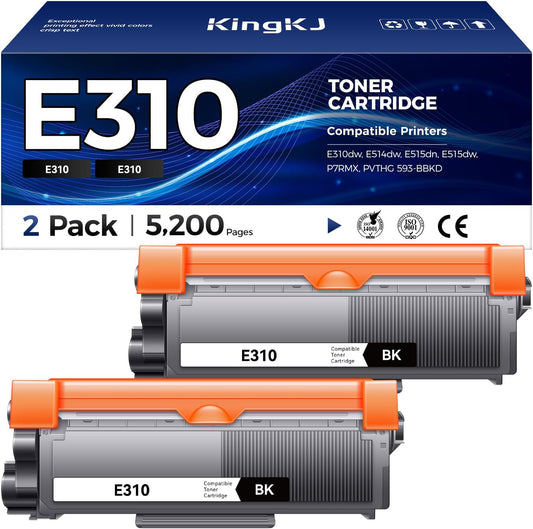 E310 E310dw Toner Cartridge Black 2-Pack High-Yield Replacement for Dell P7RMX PVTHG 593-BBKD Toner Compatible with Dell E310dw E514dw E515dn E515dw E310 E514 E515 Laser Printer Ink All-in-One Copier