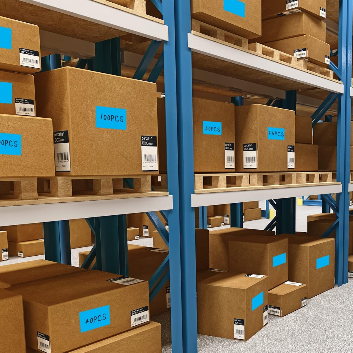 PARLAIM 3 X 5 Inch Rectangle Permanent Adhesive Color Coding Stickers,Square Sky Blue Inventory Stickers -500 Per Dispenser Box(Sky Blue)