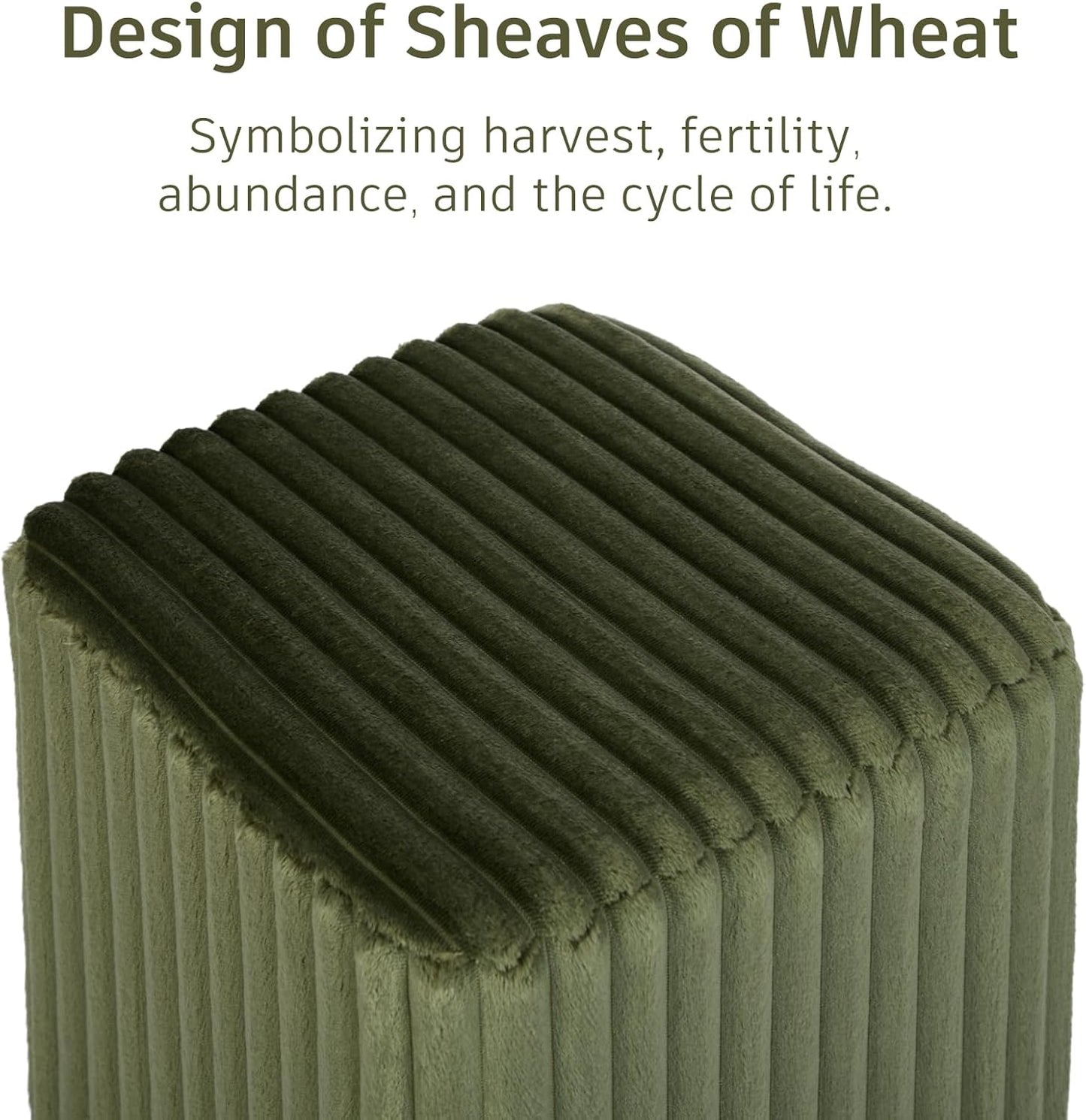 Modern Square Ottoman 2Pcs, Vertical Channel Tufted Foot Stool Ottoman, Velvet Upholstered Vanity Stool for Makeup, Bedroom, Living Room, Dark Green