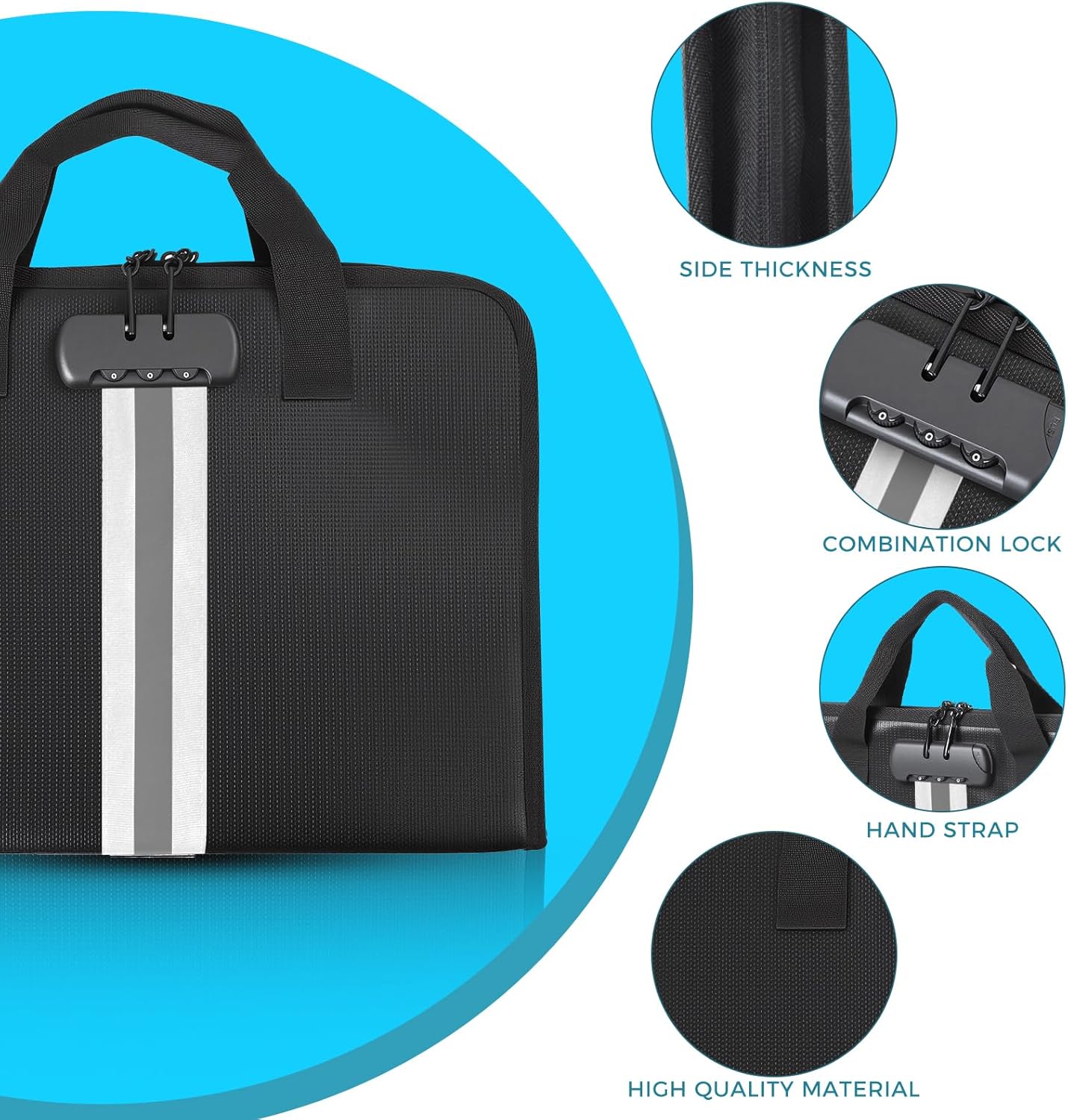 Accordion File Organizer with Combination Lock,Fireproof Expanding File Folder with Multi Pockets,13 Pockets Document Organizer with Handle & Labels,Portable Home Travel Safe Storage Letter A4 Files