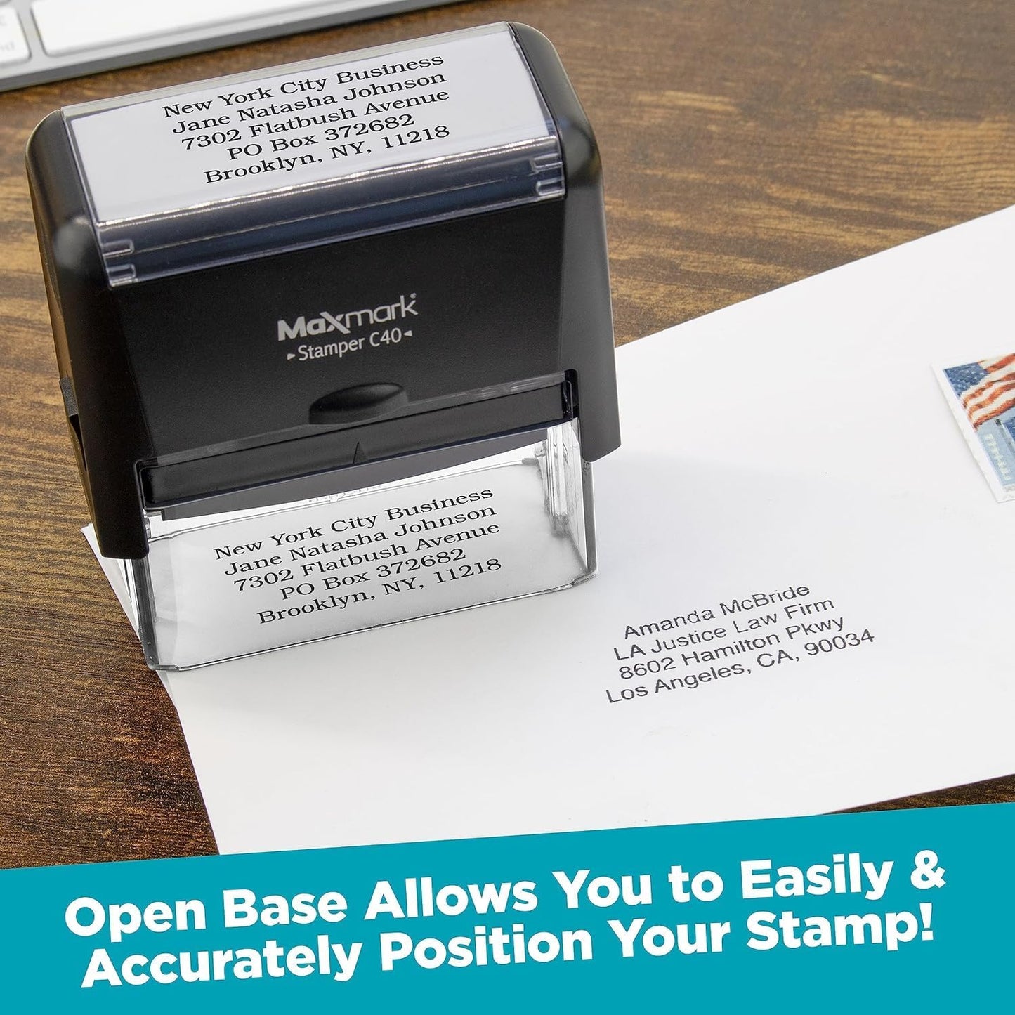MaxMark Customized Self Inking Stamp - Up to 2 Lines of Text - Small & Wide Size - Choose from 15 Ink Colors