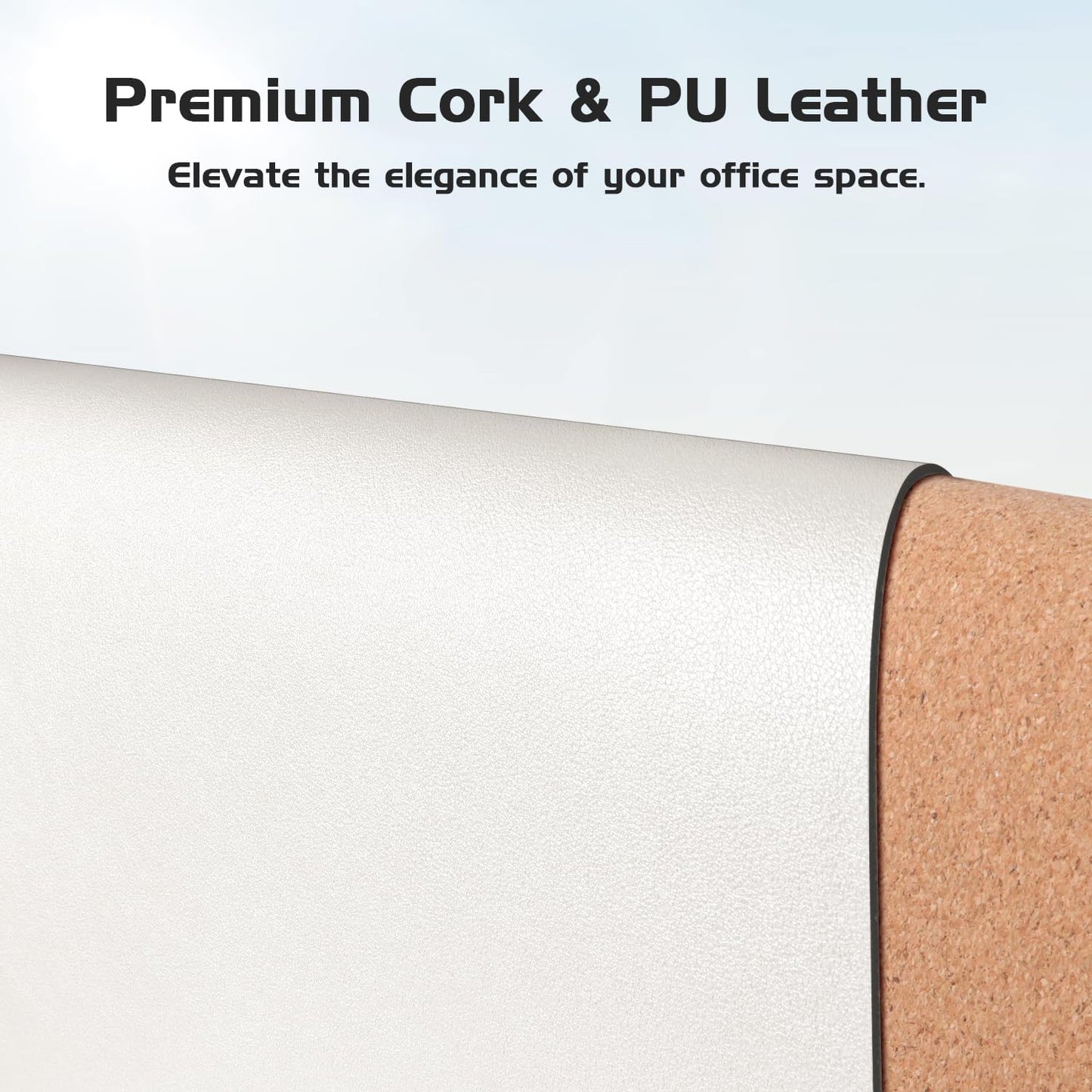 Aothia Dual-Sided Desk Pad - Leather Desk Mat, Natural Cork Desk Pad Protector, Large Mouse Pad for Desk, Waterproof Desk Blotter Pad, Desk Writing Pad for Office Work/Home, Off-White (37.8"x17")