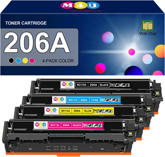 206A Toner Cartridge(with Chip) 4 Pack Compatible with 206A Toner Cartridges for Color Pro MFP M283fdw M283cdw, Color Pro M255dw, MFP M283 M255 Series(Cyan Magenta Yellow Black)