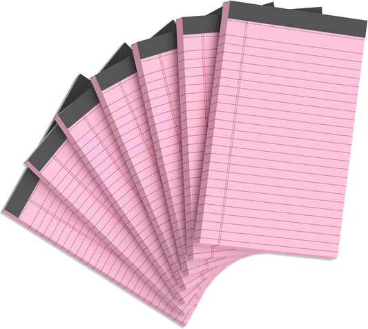 7pcs Small Note Pads 5x8 Legal Pads Pink Notepad 5x8 College Ruled Pink Notebook Paper Narrow Ruled Mini Notepads 5 x 8 Legal Pad Perforated Small Writing Pads 5x7 In 30 Sheets per Note Pad