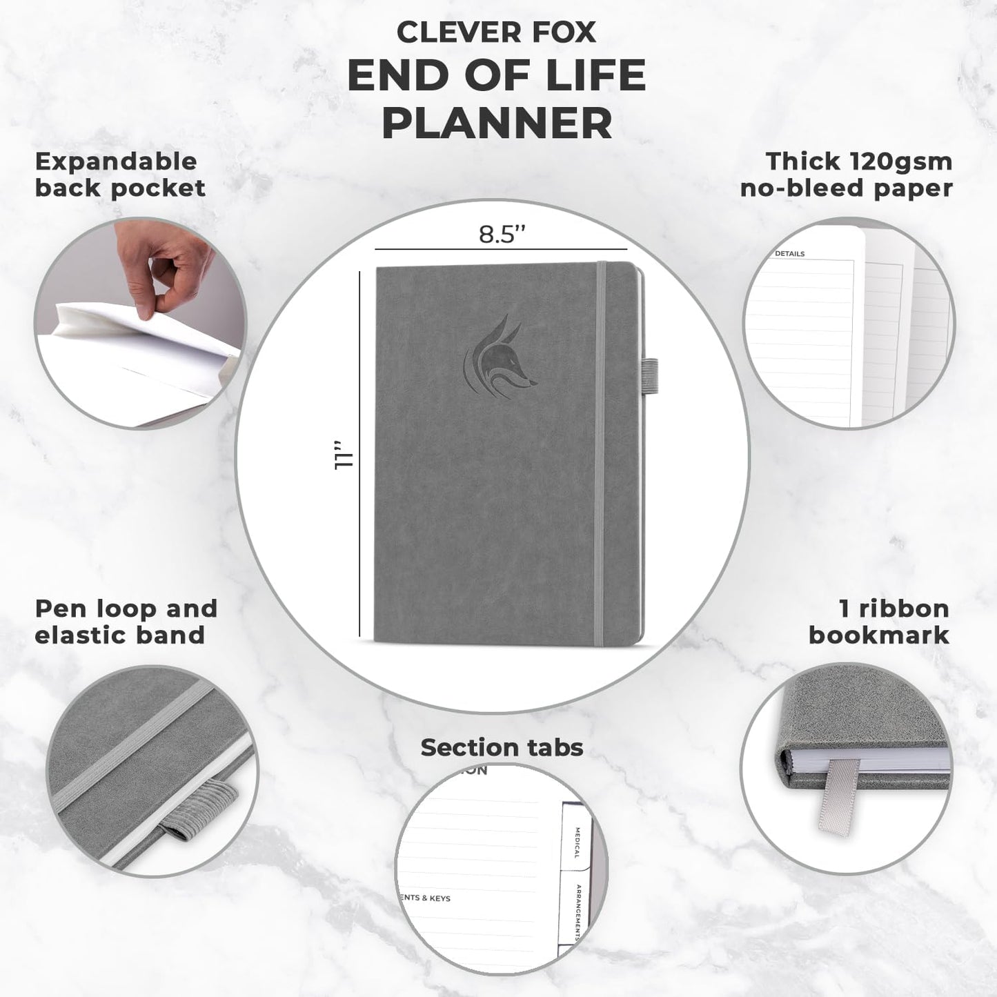 Clever Fox End of Life Planner – Final Arrangements Organizer for Beneficiary, Will Preparation, Last Wishes & Funeral Planning, A4 (Gray)