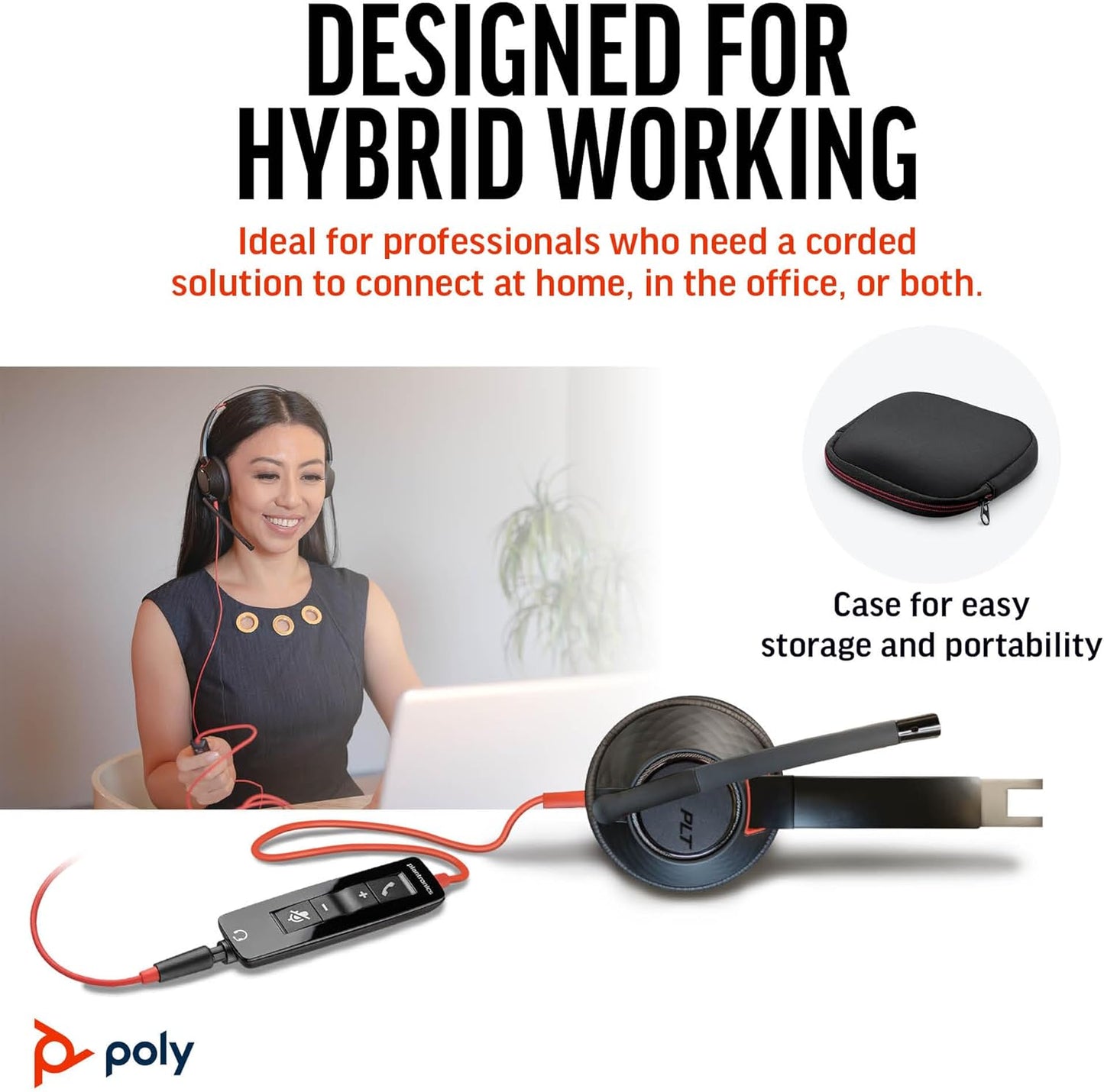 Poly Blackwire 5220 Wired Headset (Plantronics) Flexible Noise-Canceling Boom Mic Ergonomic Design - PC/Mac, Mobile via USB-C, USB-A, 3.5mm - Works w/Teams, Zoom - Amazon Exclusive (9P7X6AA)