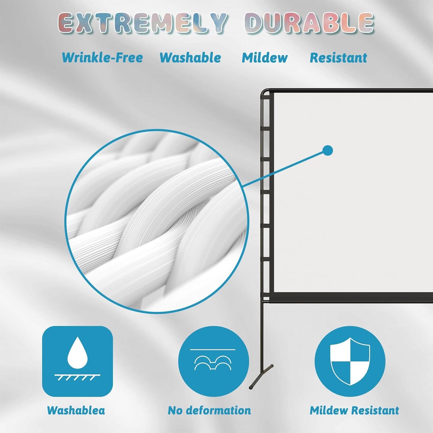 Projector Screen with Stand, 180 inch Foldable Outdoor Projector Screen 16:9 HD 4K Portable Projector Screen 1.1 Gain Outdoor Movie Screen with Carry Bag for Home Theater or Office