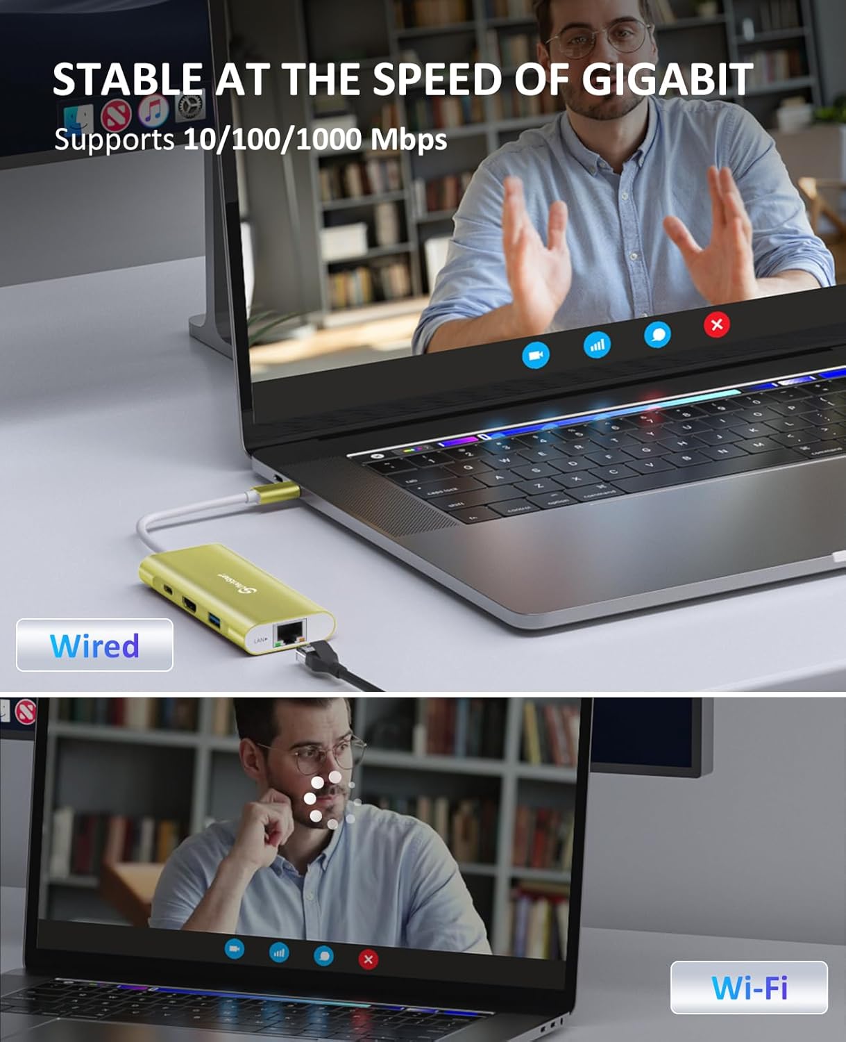 UtechSmart USB C Hub, USB C Ethernet Multiport Adapter, 6 in 1 USB C to HDMI Dock Compatible for MacBook Pro/Air, Chromebook, Dell XPS, HP (Gigabit Ethernet 100W PD 4K HDMI USB 3.0)(Gold), UCN3273