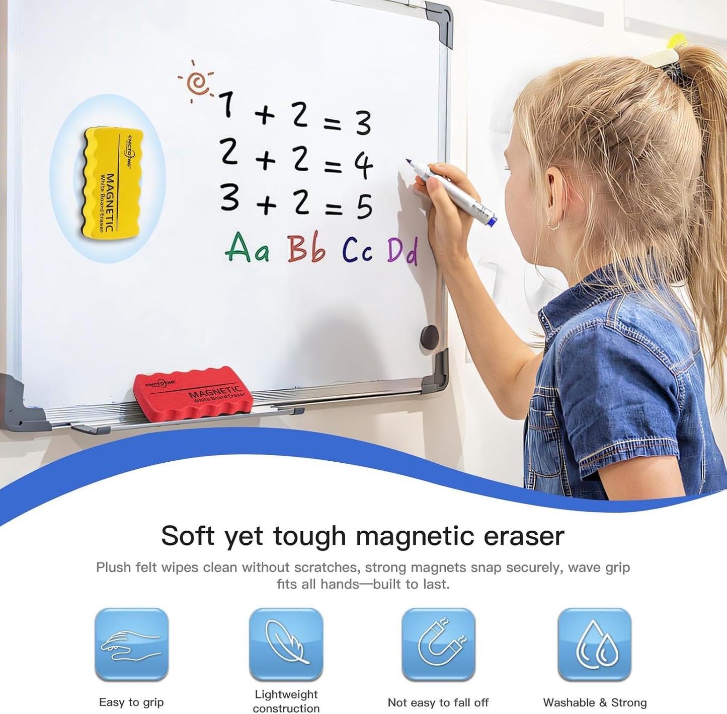 8-Pack Magnetic Dry Erase Eraser, White Board Eraser Set, Whiteboard Erasers Chalkboard Cleaner Wiper for for Classroom, Teachers, Home and Office