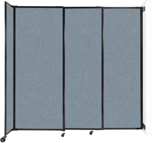 Wall-Mounted Sliding StraightWall Room Divider | Adjustable Widths | Locking Wheels | Room Separator | Up to 7'2" Wide x 6'10" Tall Powder Blue Fabric Panels