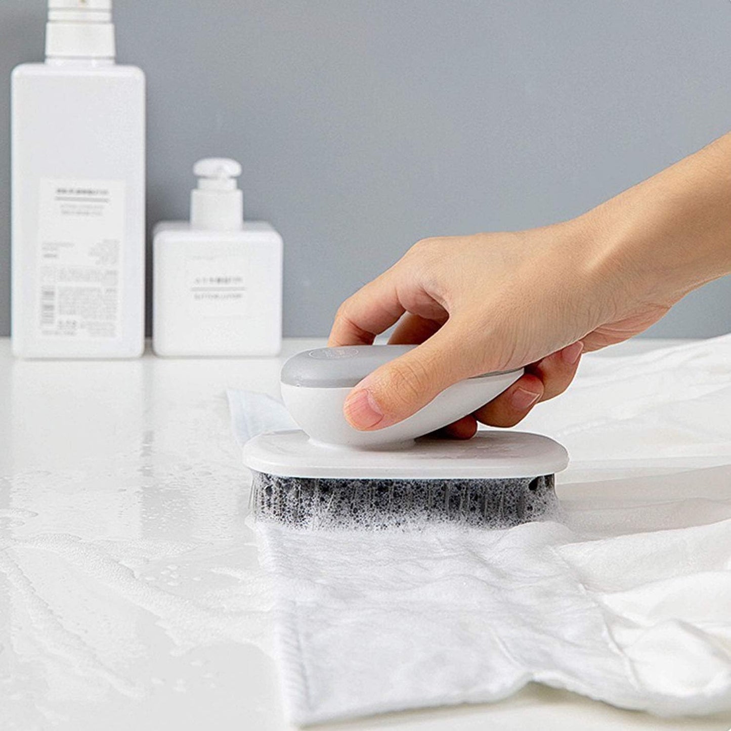 Cleaning Brush Household Small Laundry Brush for Soft Bristle Scrub Clothes Shoe Underwear Fabric Hand Cleaning Brush (Gray)