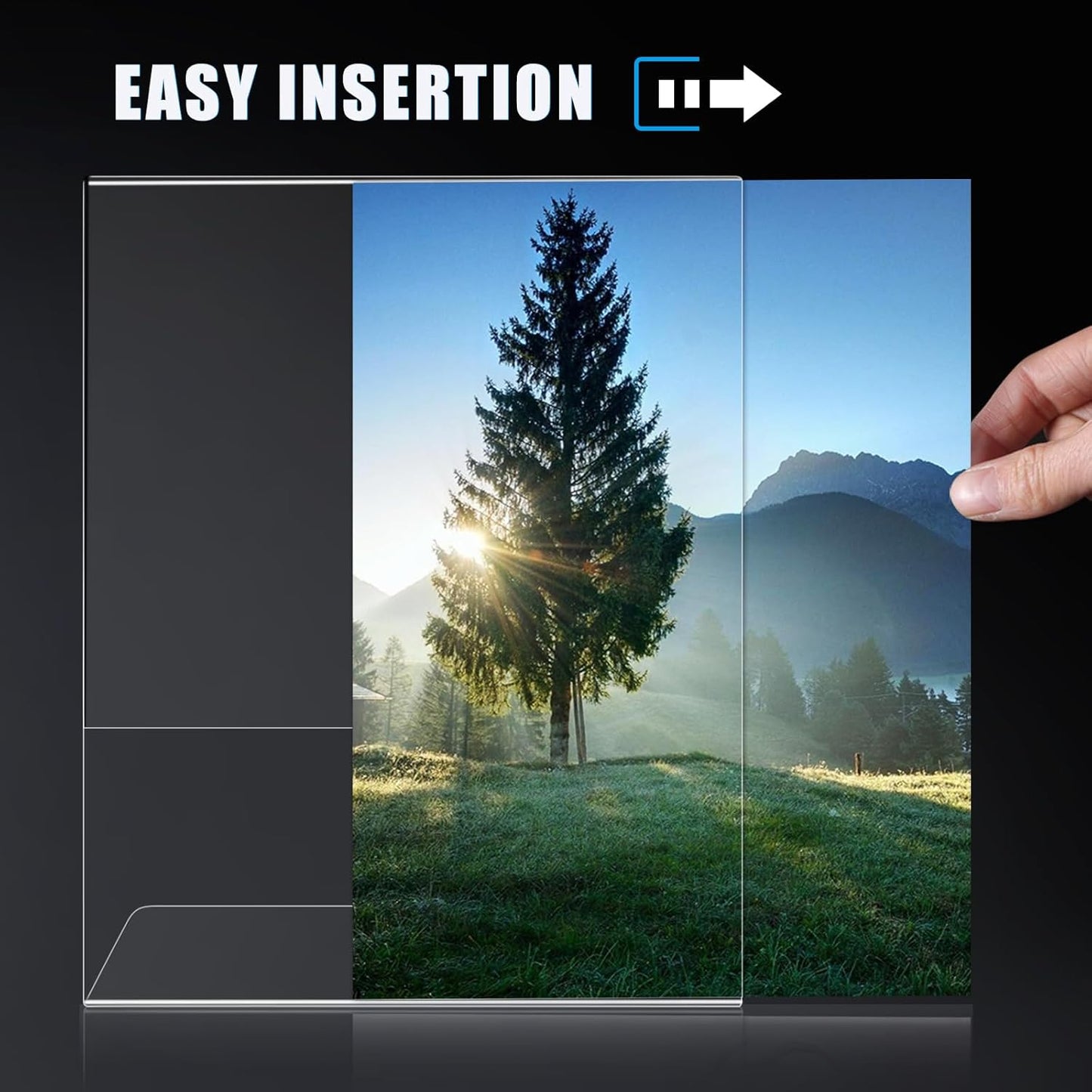 6pack Acrylic Sign Holder 4x6 for Picture Frames, L Shape Clear Plastic, Plastic Sign Holder,Menu Holder, Unbreakable Table Sign Holder for Restaurant, Office, School, Store and Home Use