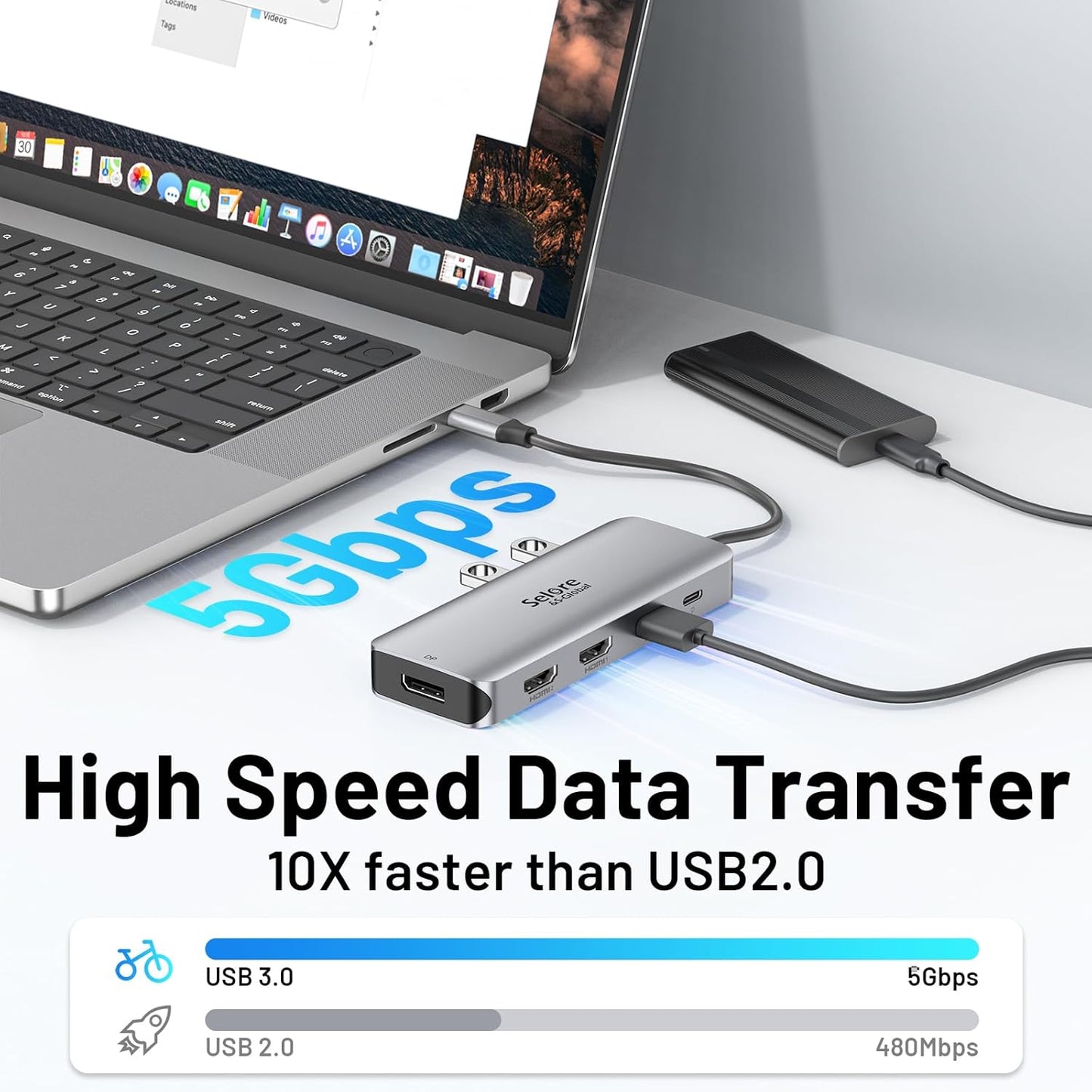 USB C Docking Station Dual Monitor, 9 in 1 Triple Display Docking Station to Dual HDMI Adapter Displayport SD TF Card Reader 2USB 2.0, 1 USB 3.0, 100W PD for USB C Thunderbolt 3/4 Laptops