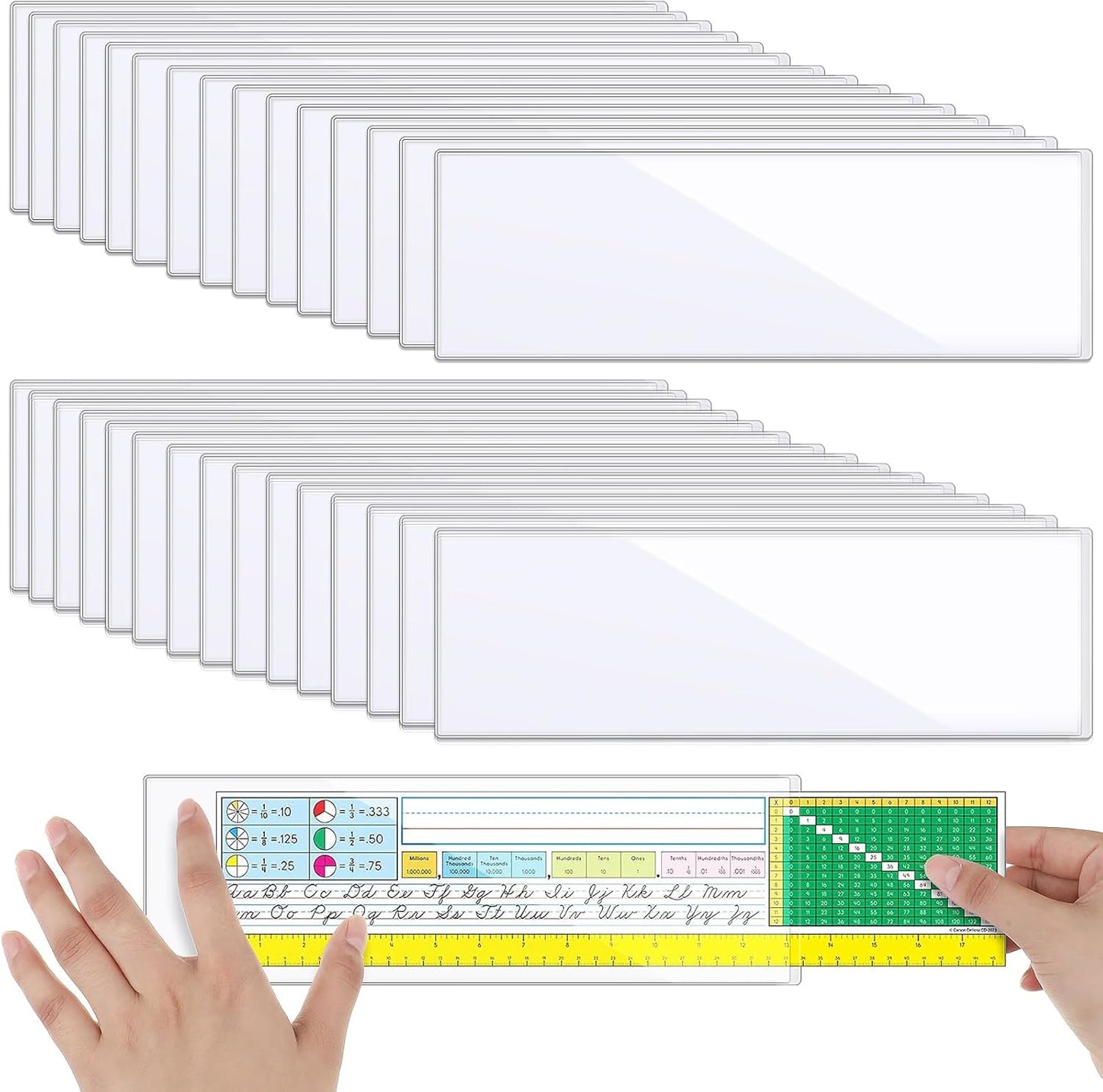 Outus 100 Pcs Clear Self Adhesive Pockets - Bin Labels for Storage Bins, Pocket Label Sleeves, Plastic Index Card Holder with Top Open for Organizing Bins Box Drawer(13.5 x 4.73 Inch)