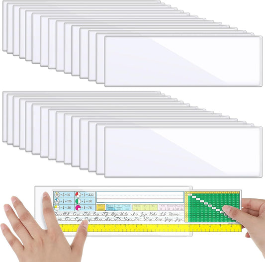 Outus 100 Pcs Clear Self Adhesive Pockets - Bin Labels for Storage Bins, Pocket Label Sleeves, Plastic Index Card Holder with Top Open for Organizing Bins Box Drawer(13.5 x 4.73 Inch)