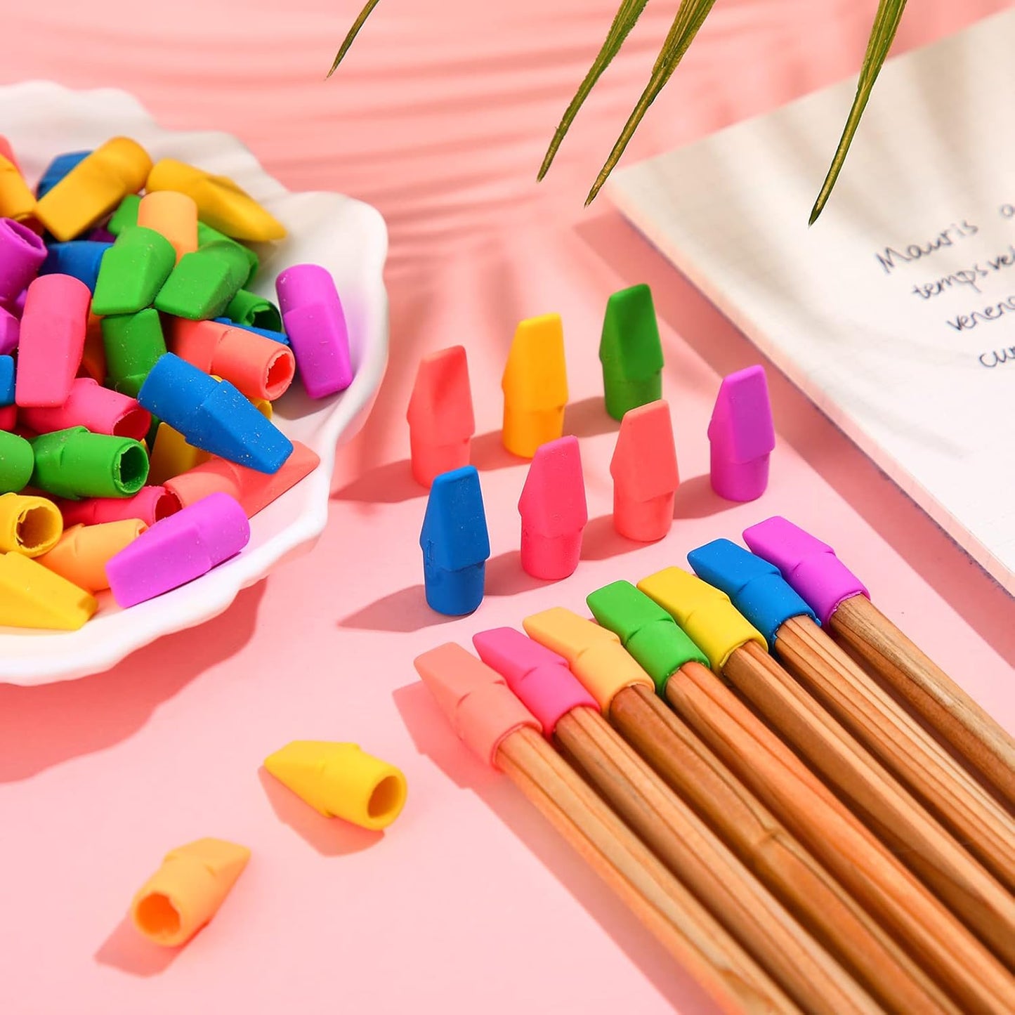 Sherr 2000 Pcs Cap Erasers for Pencils Assorted Colored Pencil Top Erasers Arrow Shaped Pencil Erasers Toppers Pencil Toppers Eraser Tops for Pencils for Kids Teachers School Classroom Home Supplies