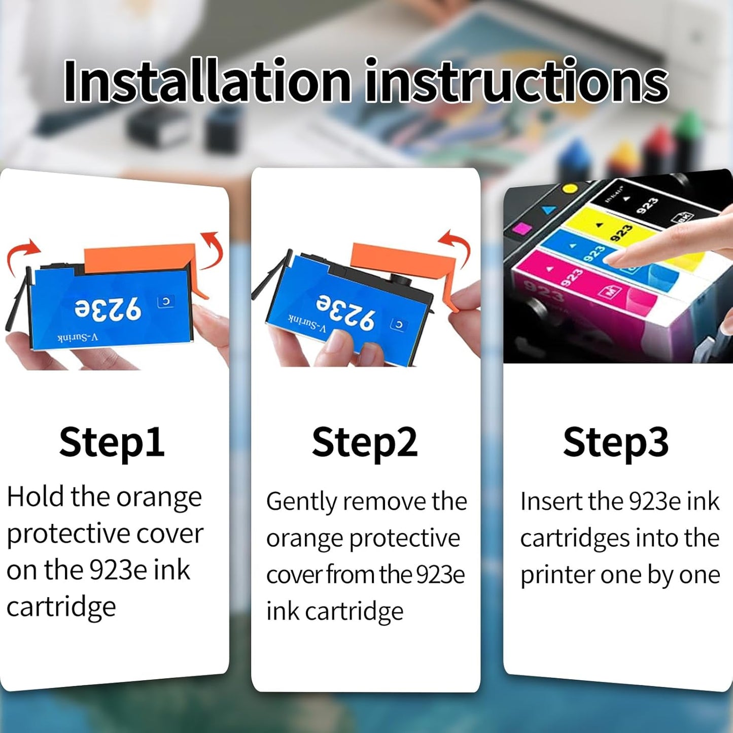 923 923XL Ink Cartridges Combo Pack(4-Pack) - High Yield Replacement for HP 923 Ink Compatible for HP OfficeJet Pro 8135e 8130e 8138e 8125e 8139e 8124e 8132e 8120 8130 (Black, Cyan, Magenta, Yellow)