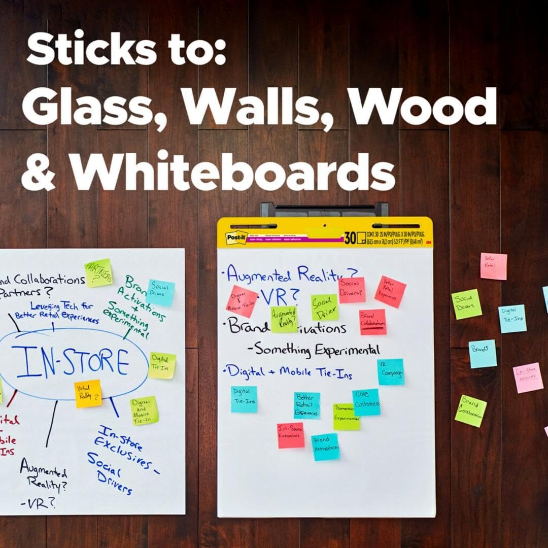 Post-it Super Sticky Easel Pad 25 in x 30 in White 30 Sheets/Pad 2 Pad/Pack Large White Premium Self Stick Flip Chart Paper Super Sticking Power (559)