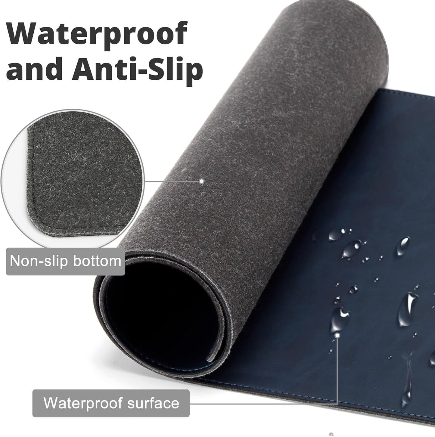 Magnetic Wireless Charging Desk Mat, 31"x11.7" Mouse Pad with Ultra-Smooth Surface, Microfiber Leather Office Mouse Mat, Waterproof Extended Computer Keyboard Desk Mat for Office & Home, Laptop, Blue