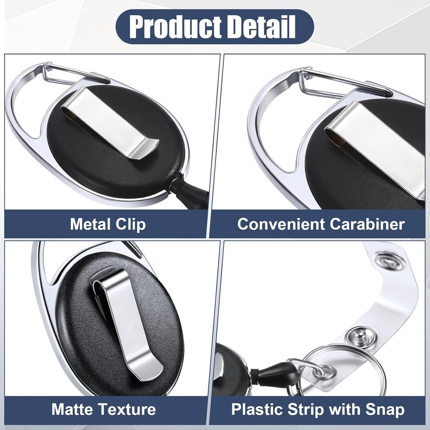 Laumoi Retractable ID Badge Holder Badge Reel with Belt Clip and Key Ring, Name ID Badge Clips Keychain for Office Worker Doctor Nurse Employee (Black,250)