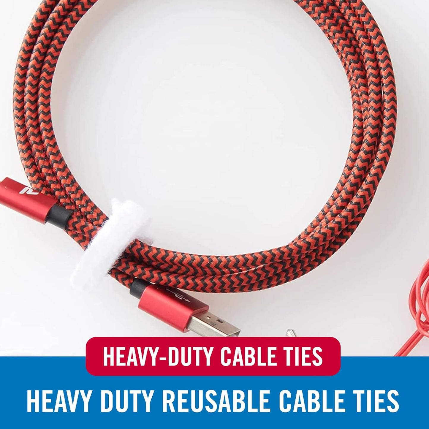 VELCRO Brand White Cable Ties Heavy Duty | 60Pc Bulk Pack | 8 x 1/2" ONE-WRAP Straps | Strong Reusable Wire Management | Cord Bundling for Home Office and Data Centers (Packaging May Vary)