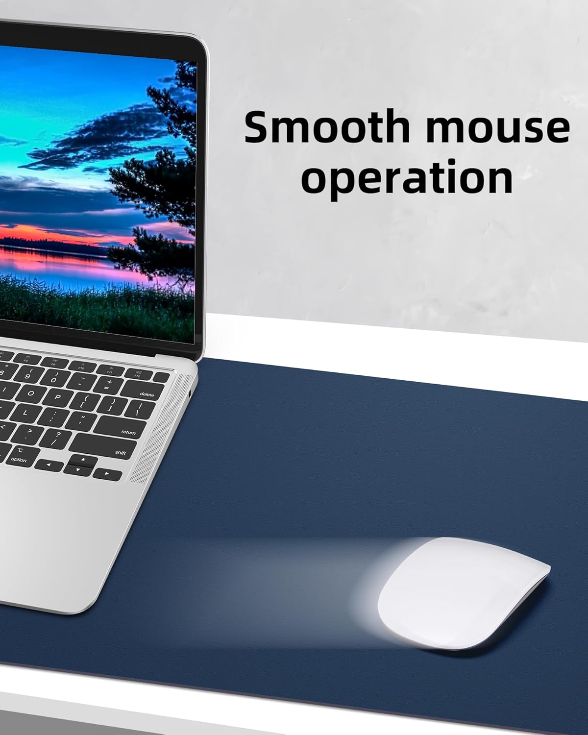 Leather Desk Pad Blotter,Mouse Pad,Office Desk Mat, Non-Slip PU Leather Desk mat,Large Desk mat,Waterproof Keyboard mat for Office/Home/Decor (Midnight Blue,48" x 24")