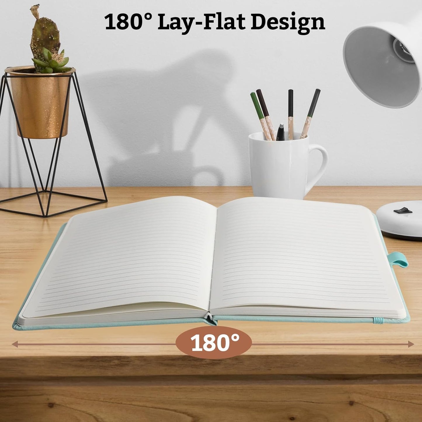 2Pack Lined Hardcover Journal Notebook, A5 192 Pages 100Gsm Thick Paper College Ruled for School,Note Taking,Work,Diary，5.7"*8.3",Light Green