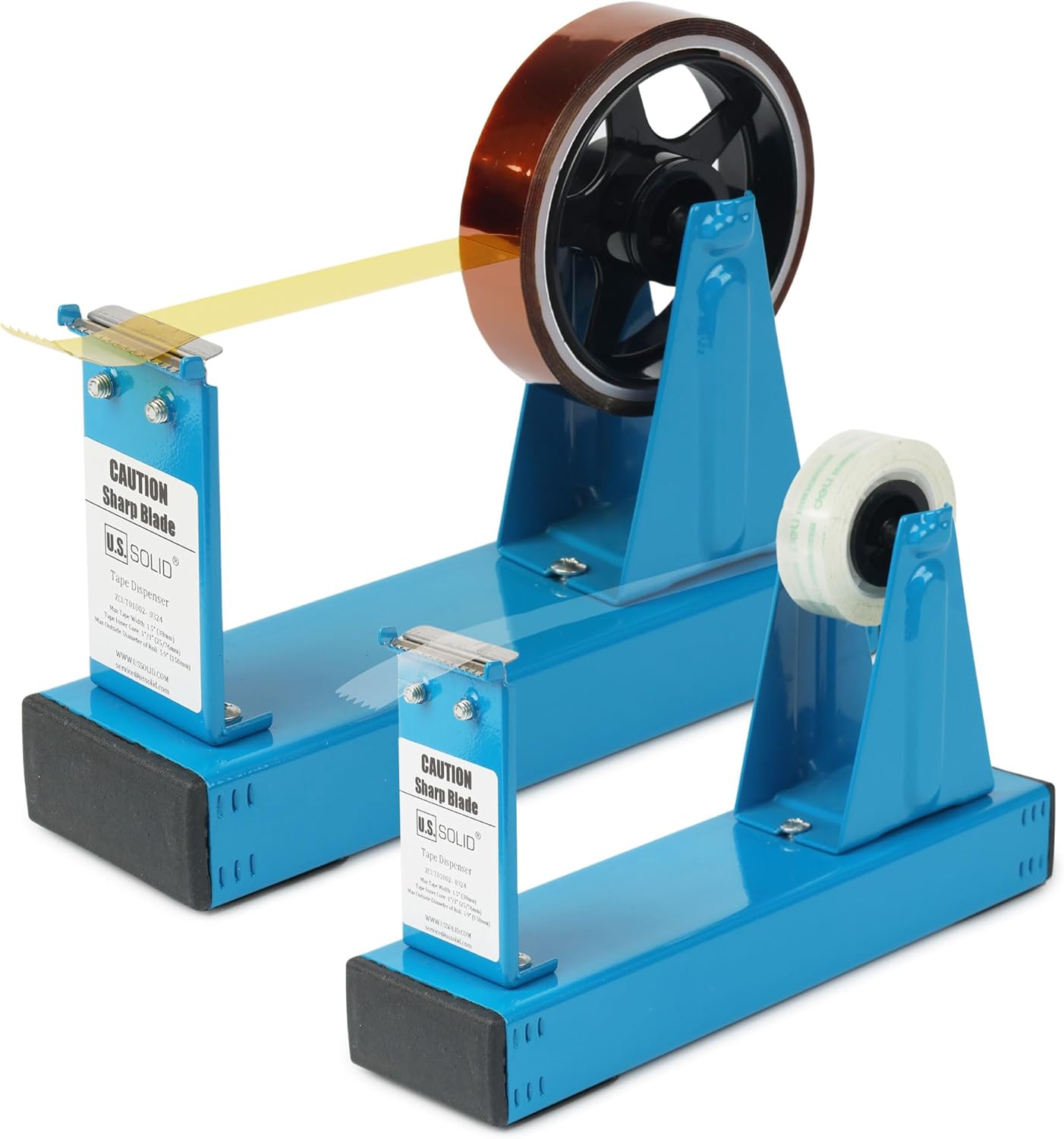 U.S. Solid Desktop Multi-Roll Tape Dispenser - 1.5 Inch Wide, 1 or 3 Inch Core, Iron, Blue