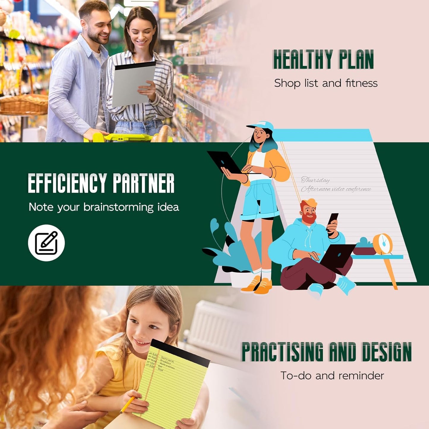 24 Pack Yellow Legal Pads 8.5 x 11 Note Pads, Wide Ruled Notepads, Micro Perforated Lined Note Writing Pads 30 Sheets per Notepad Double-Side Printed Legal Note Pad 8.5x11 for Home, Office, School