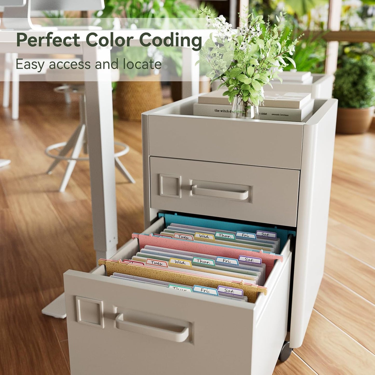 Wheat Straw Expanding Hanging File Folders, 3 Color File Organizer, 1.2" Accordion Pockets, Large Capacity, Letter Size for Filing Cabinet, 100% BPA Free, Return to Nature, Healthy Living