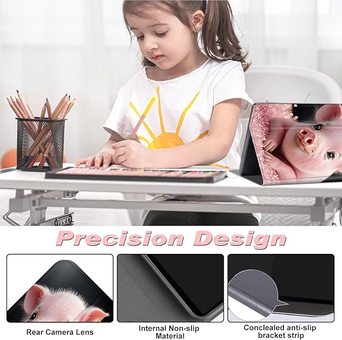 for All-New Kindle Fire 7 Tablet Case (12th Gen, 2022 Release),Slim Lightweight Smart Shell Stand Cover with Auto Wake/Sleep for Amazon Fire 7 Kids Tablet,Cute Pink Pig