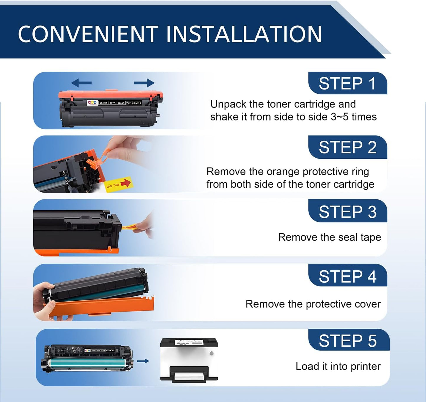 507X 507A High Yield Toner Cartridges CE400X CE400A(Black) Remanufactured Compatible with 507X 507A for Enterprise M551n M551dn M551xh M570dw M570dn M575c M575dn M575f(2 Pack, Black)
