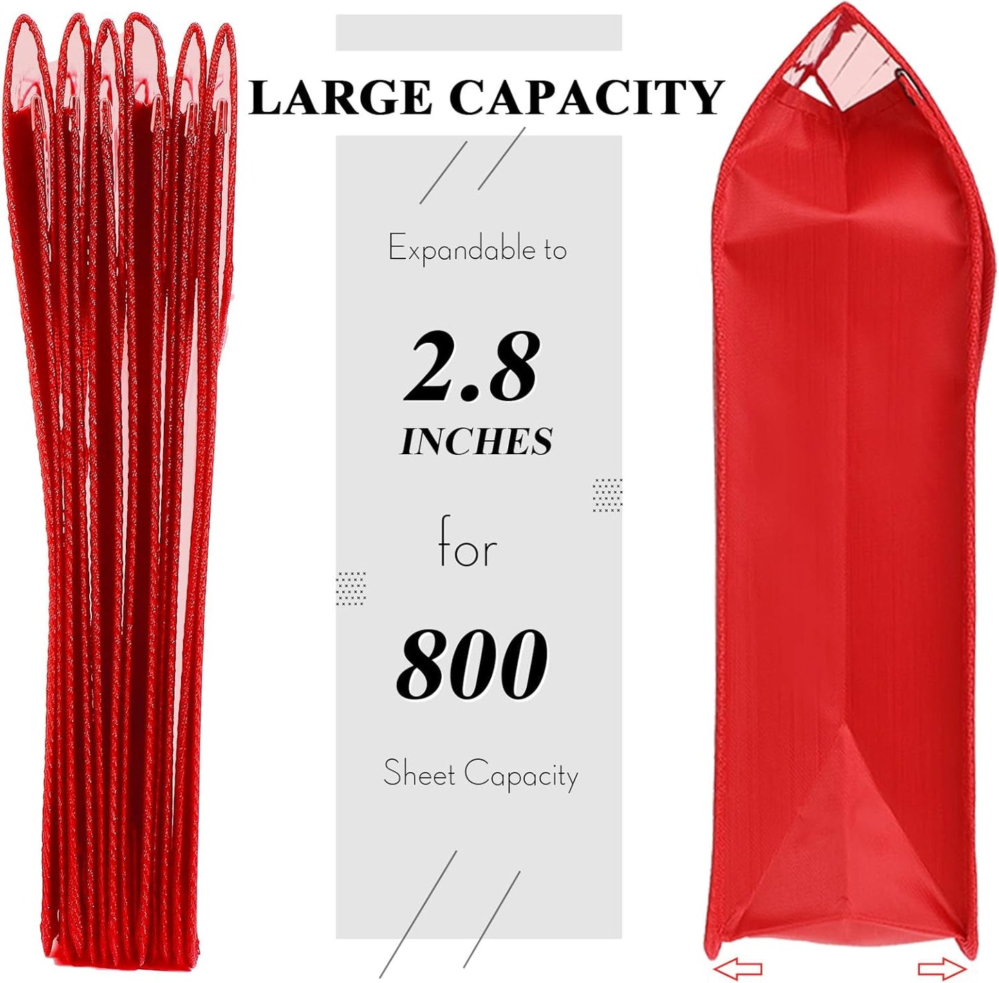 10 Pieces Plastic File Folders Envelope Expanding File Wallet Organizer Documents Folder with Snap Closure and Pocket, A4 Size Waterproof Transparent Pouch(Red,Horizontal)