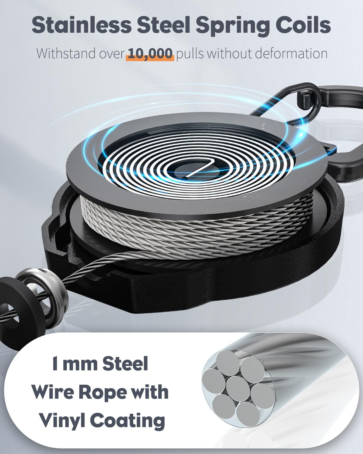 Uniclife 5 Pack Retractable Keychain Heavy Duty Carabiner Badge Holder Tactical ID Badge Reel for up to 8 oz with Stainless Steel 31.5 Inch Steel Wire Rope Retractable Lanyard Clip and Key Ring