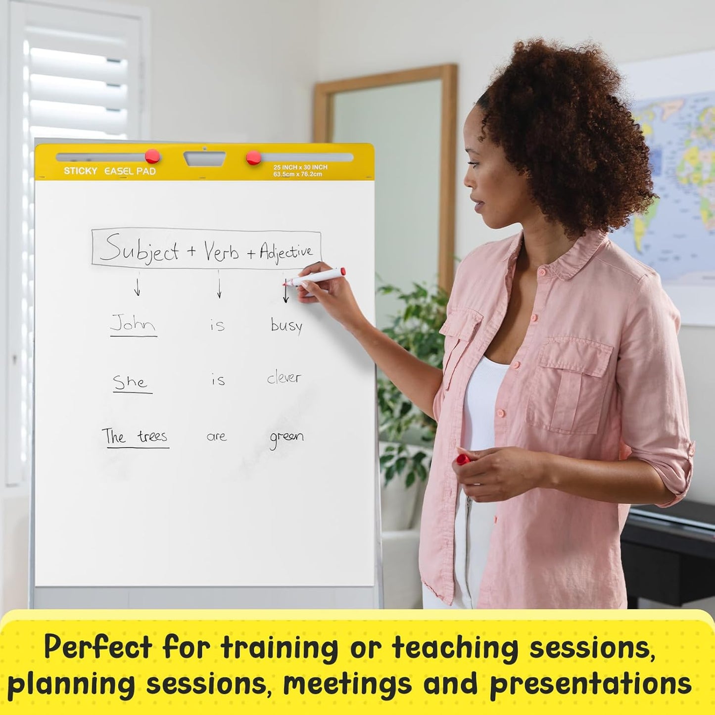 ReliThick 2 Pack Sticky Easel Pad, 25 x 30 In, White, 20 Sheets/Pad, Flip Chart Paper for Teachers, Large Sticky Chart Paper for Wall, Self Stick Easel Pad for Office School Classroom