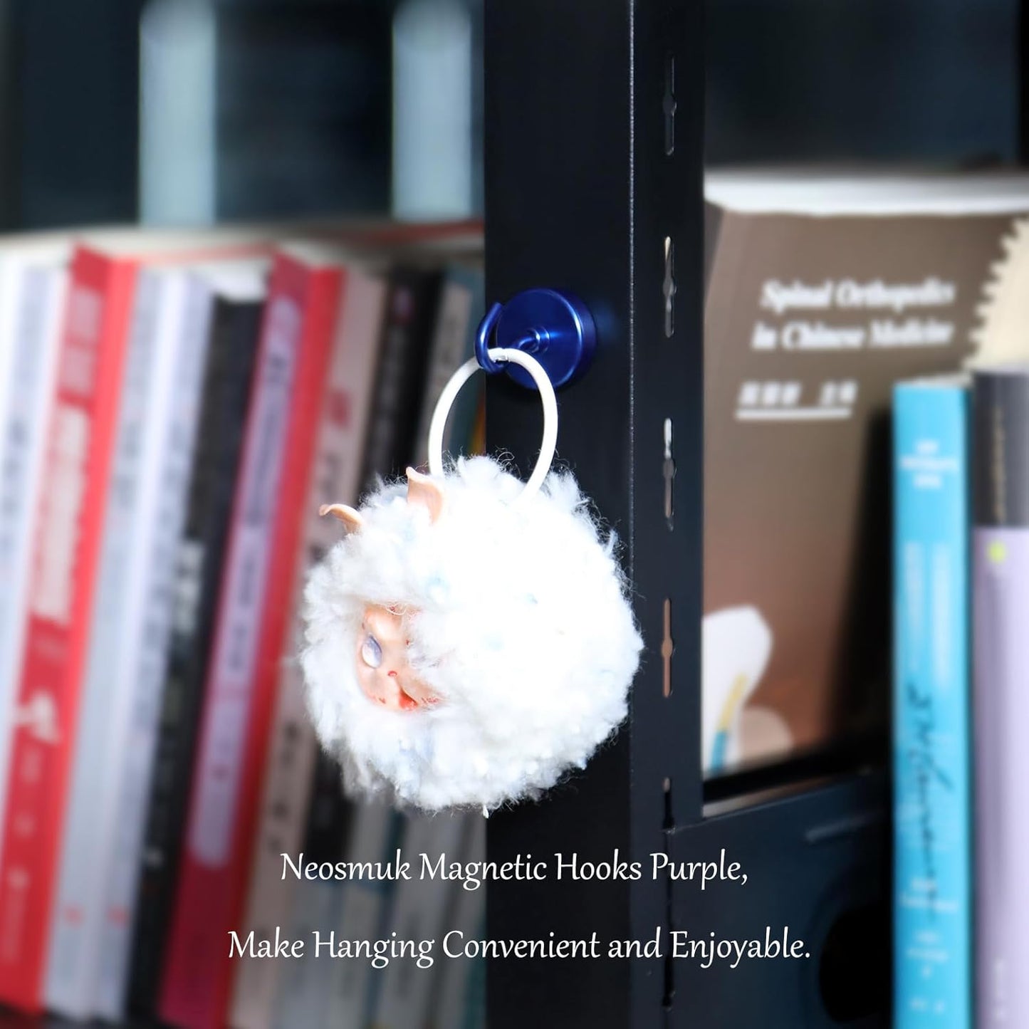 Neosmuk Magnetic Hooks Heavy Duty,Strong Magnet with Hook for Fridge, Super Neodymium Extra Strength Industrial Hooks for Hanging, Magnetic Hanger for Toolbox, Cruise, Grill(Navyblue,4 Pack)