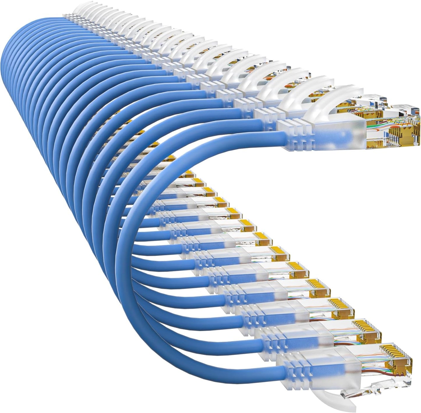 Cat6a Patch Cables 5ft (24 Pack) Slim, Cat6 Ethernet Patch Cable Pure Copper, Flexible Cat 6 Patch Cable 550MHZ 10G, Space-Saving Cat 6A Network Cables for Patch Panel, Blue