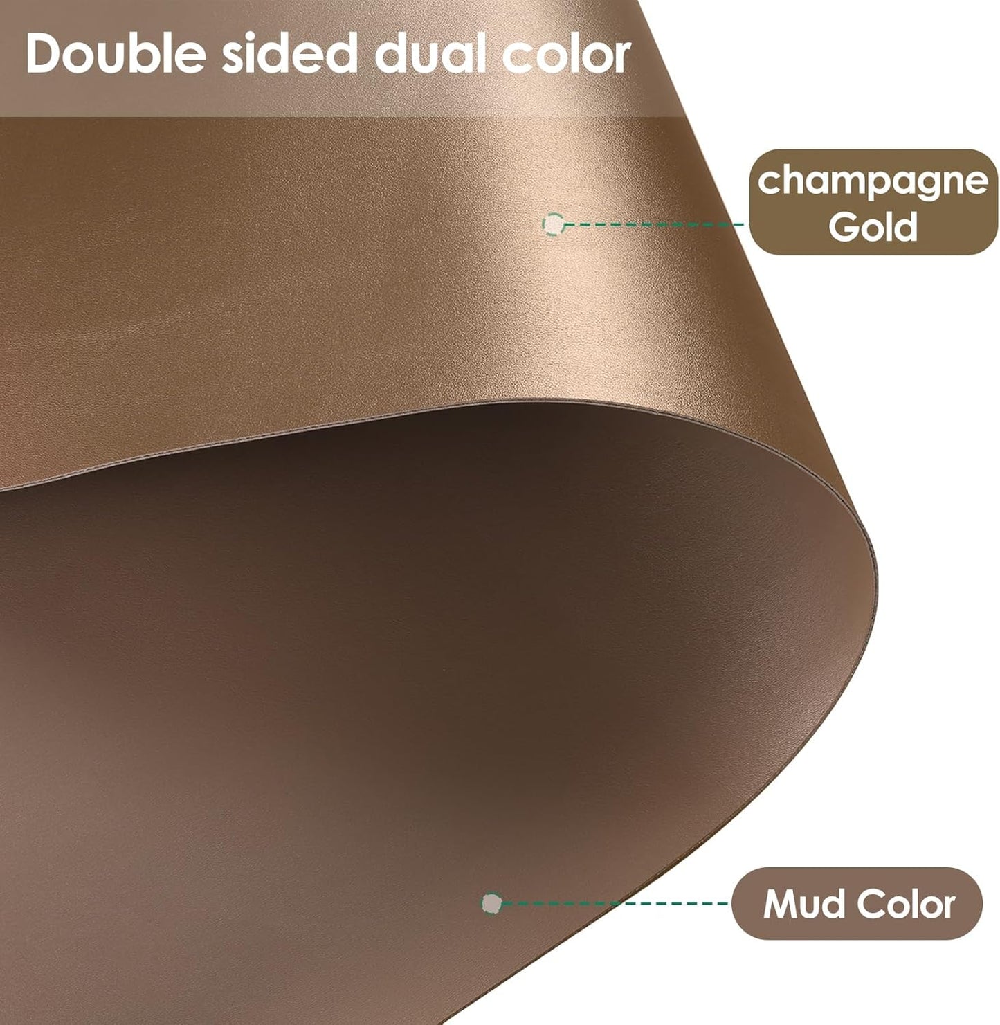 Leather Table Cover,1.8mm Thick,42x60 Inch Table Protector,Table Protector for Dining Room Table,Dining Table Cover,Table Cover Protector,Wood Table Protector(Mud Color+Champagne Gold,42x60)