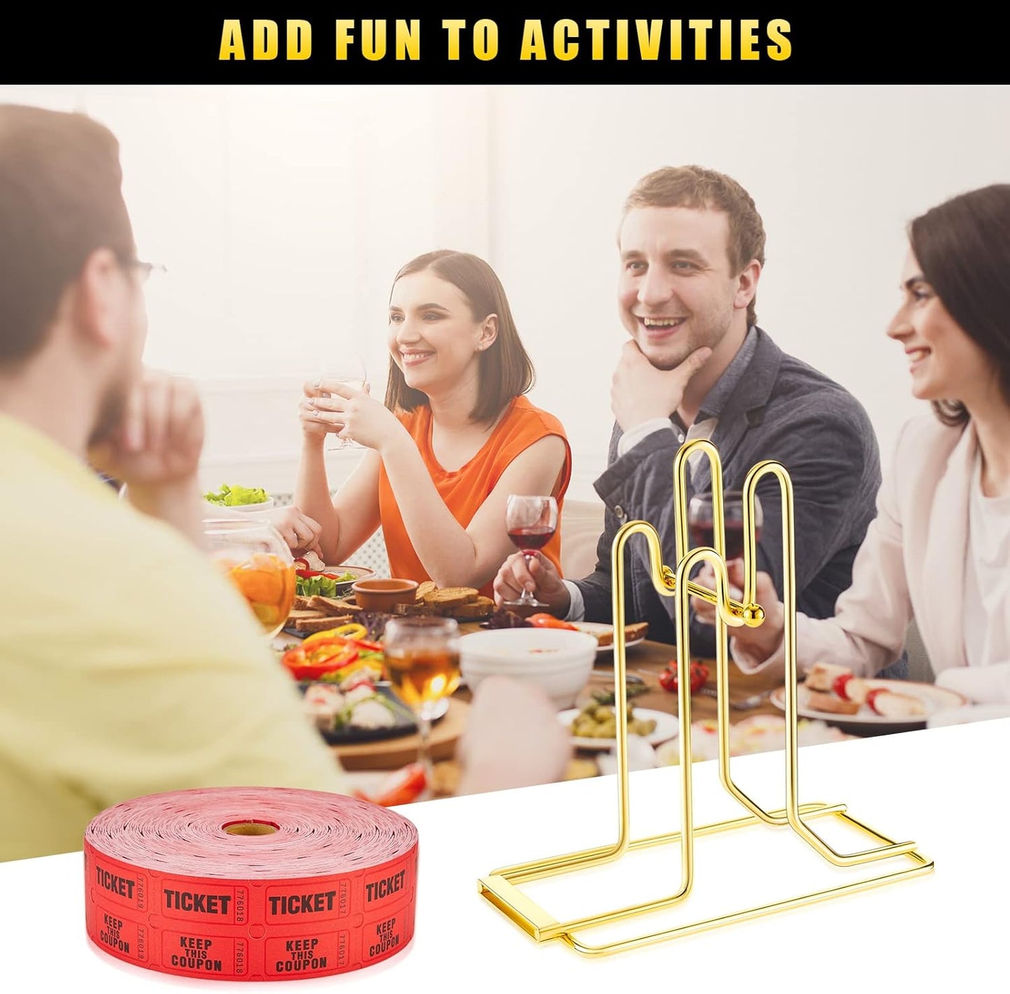 3 Pieces Raffle Ticket Dispenser Brass Ticket Roll Dispenser Raffle Drum for Single Double Roll, Sweepstakes, Charity Auctions, Trade Shows