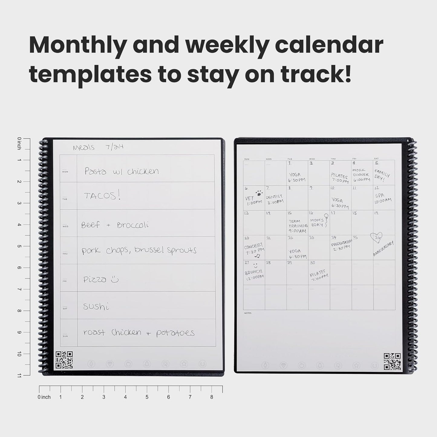Rocketbook Fusion Reusable Undated Productivity Planner, Letter Size 8.5x11, Teal - Goals, Monthly and Weekly Calendar, Daily To-do List, Lined and Dotted Notes Pages