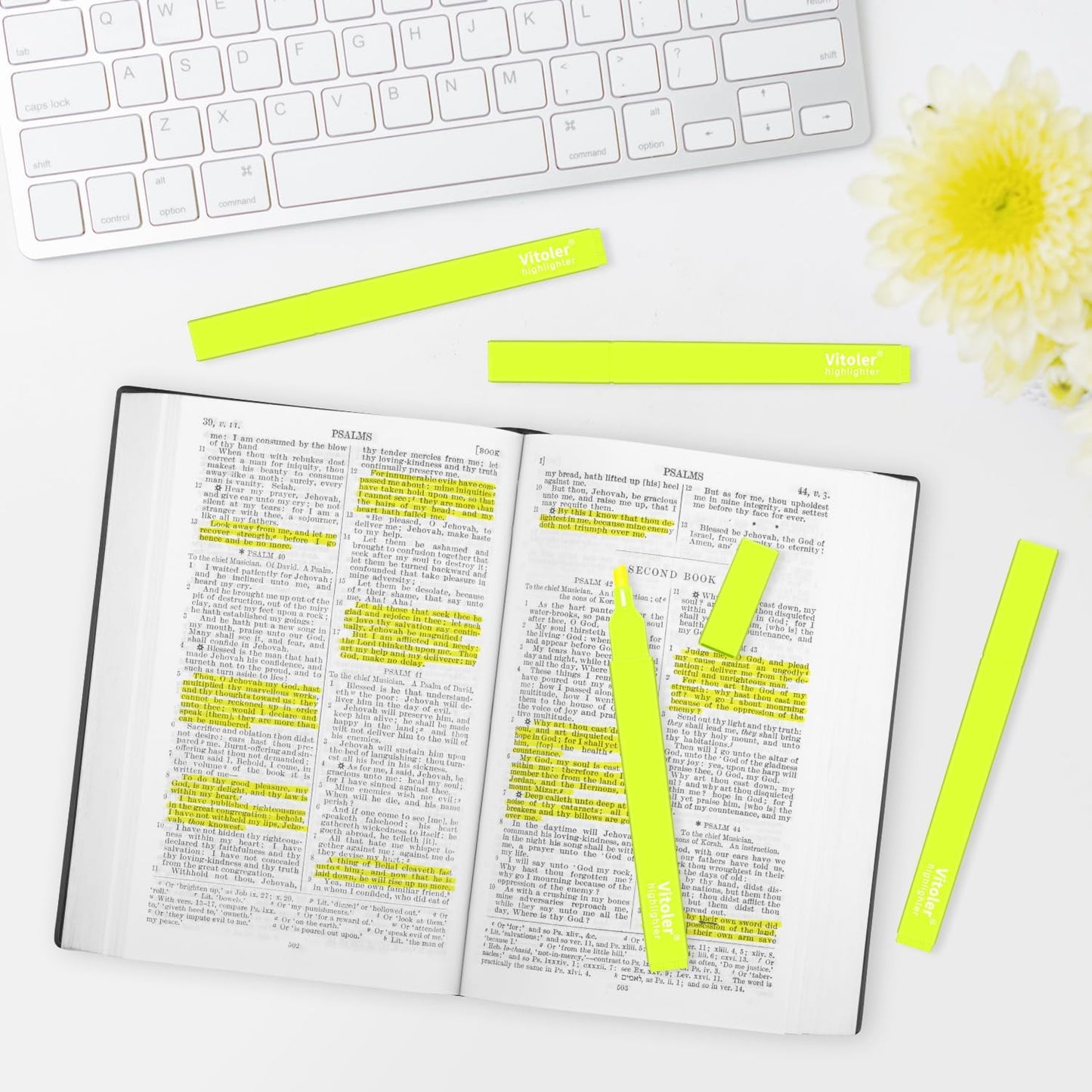 Vitoler Fluorescent Yellow Highlighters,10 Pack Bright Color Chisel tip Highlighters for Adults Kids in the Home School Office