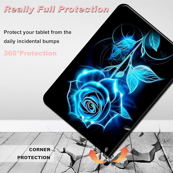 for Amazon Kindle Fire 7 case 2019/2017 Release 9th/7th Generation,Slim Lightweight Smart Shell Stand Cover with Auto Wake/Sleep for Amazon fire 7 Tablet 9th/7th Generation,Glitter Roses Flower