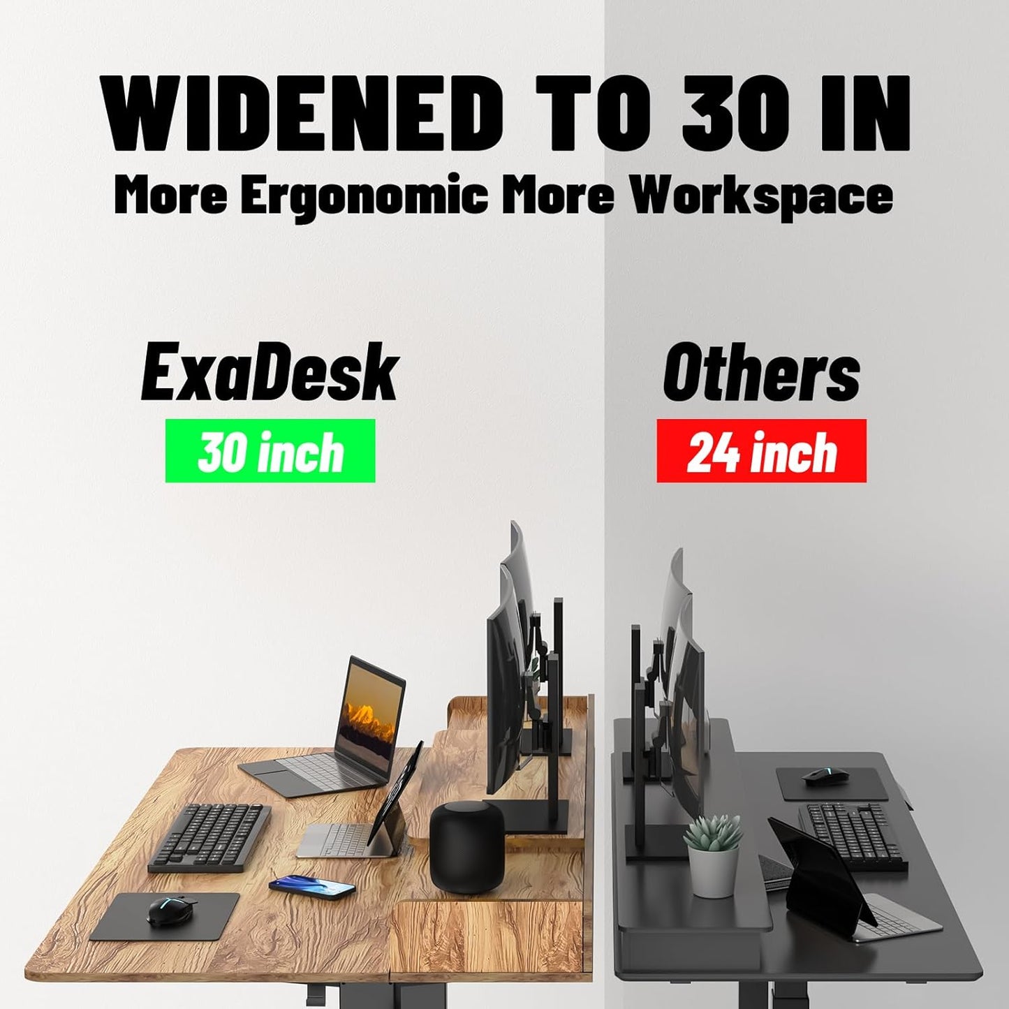 63 x 30 Inch Electric Standing Desk with 2 Drawers, Adjustable Height Widened Stand Up Desk with Storage, Sit to Stand Ergonomic Workstation for Home Office, Light Rustic