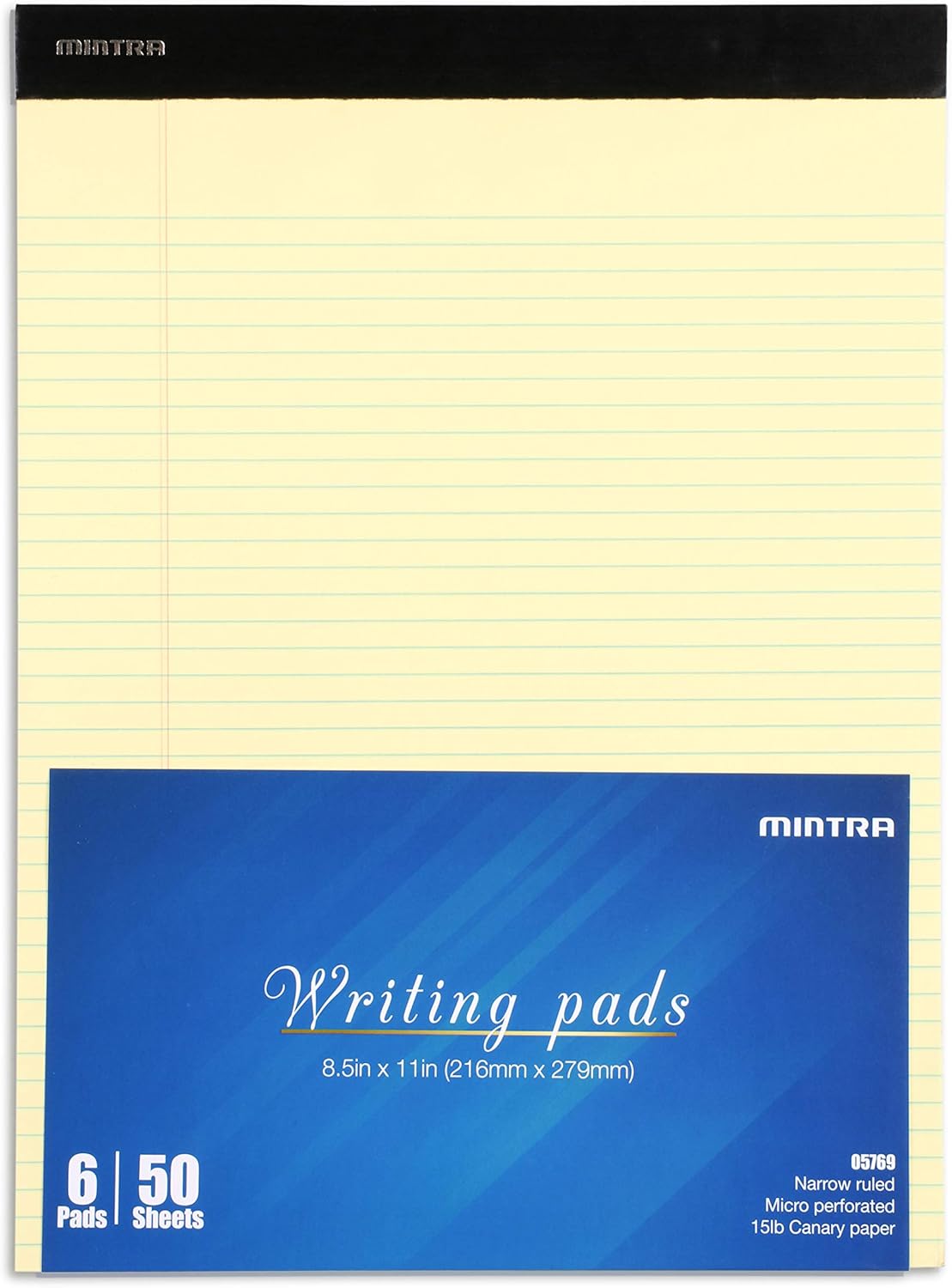 Mintra Office Legal Pads - ((BASIC CANARY 6pk, 8.5in x 11in, NARROW RULED))