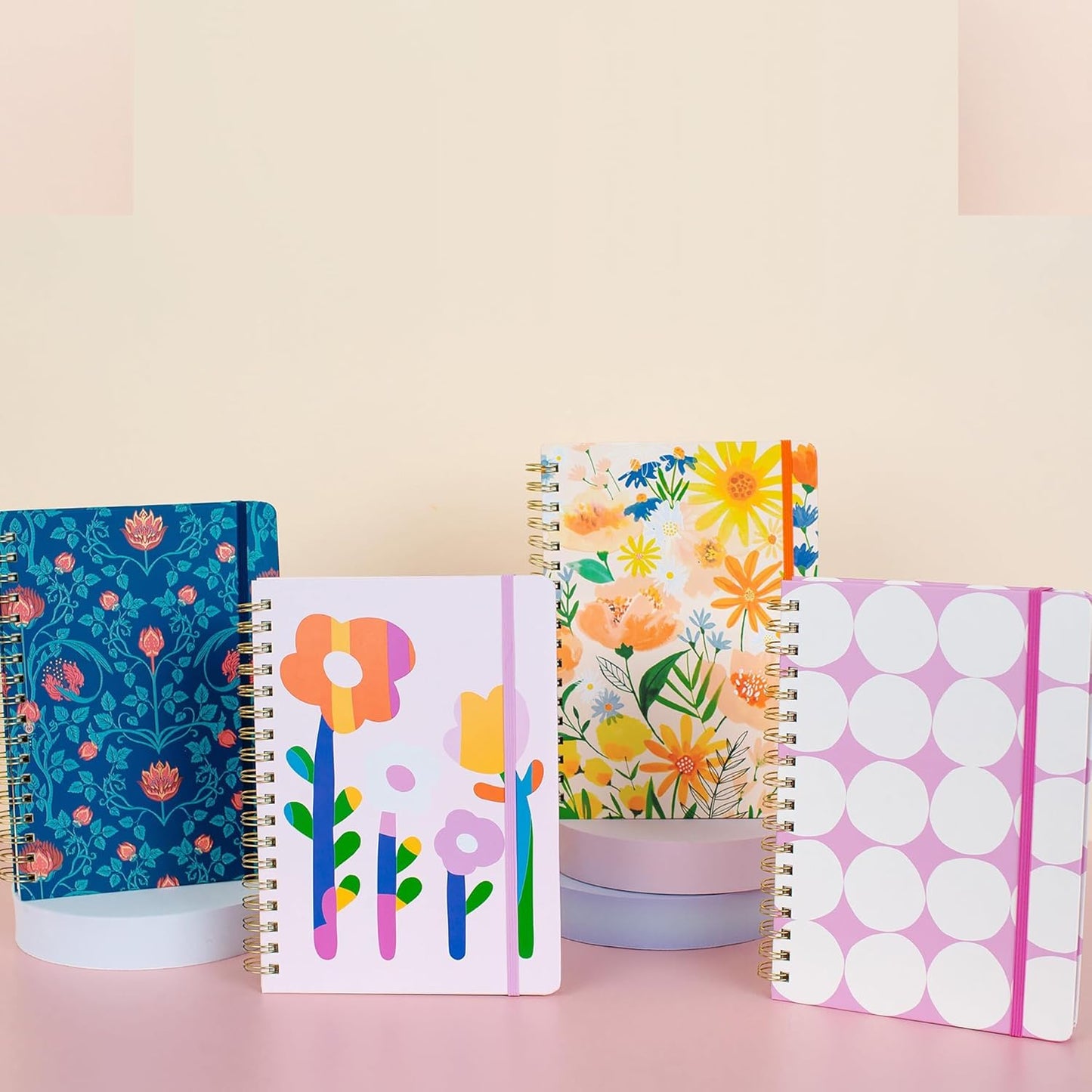 Orange Circle Studio Undated Tri-Tab Academic Planner 2026, Bold Blooms, Daily Notebook Journal, Cute Weekly and Monthly Calendar with Pocket, Stickers, Lined Pages for To Do lists and Planning