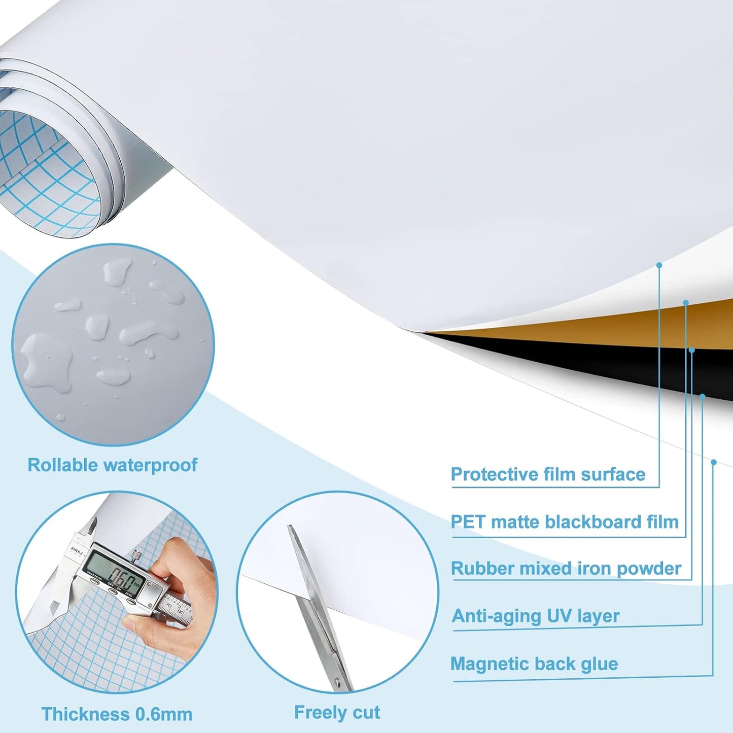 Magnetic Dry Erase Whiteboard Contact Paper White Board Wall Paper Magnetic White Board Wall Decal Peel and Stick for Classroom Playroom Office with 3 Markers and Eraser(36 x 48 Inch)