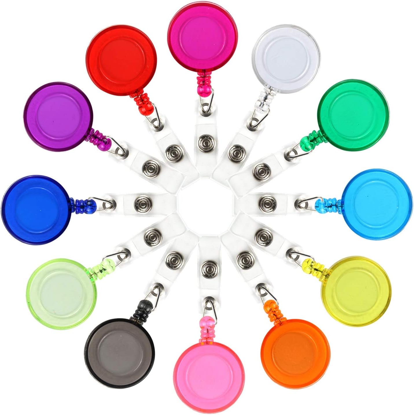 JANYUN 50 Pcs Retractable Badge Reel Clips Holder for Hanging ID Card Name Key Chain (Multi Color)
