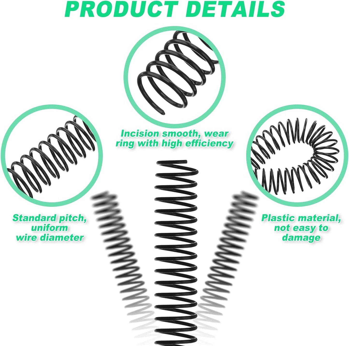 Leinuosen 120 Pack Plastic Spiral Binding Coils Kit Spirals Multi Size Coils for Binding Binder Combs Spines(1/4 5/16 3/8 1/2 5/8 3/4 Inch,Black)