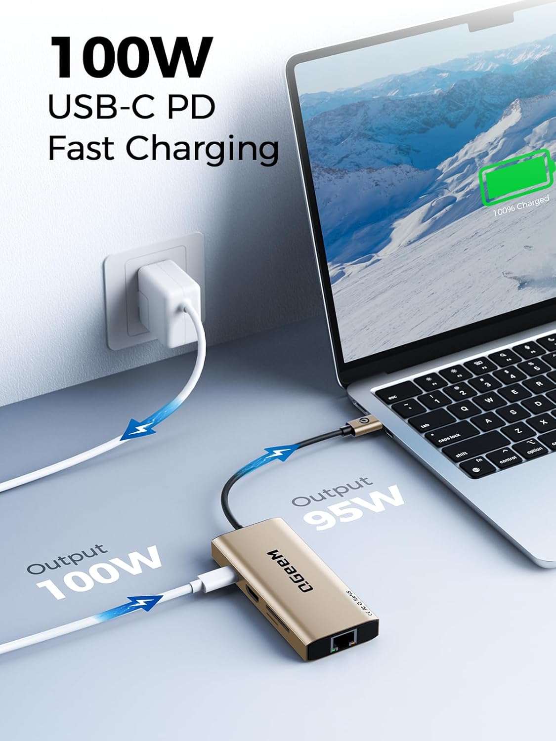 QGeeM USB C Hub Ethernet,9 in 1 USB Type C Hub HDMI Multi-Port Converter Adapter,100W Pd, USB 3.0,SD/TF Card Reader,Compatible for MacBook Pro Air Ipad HP Dell Lenovo Chromebook etc.-Brown