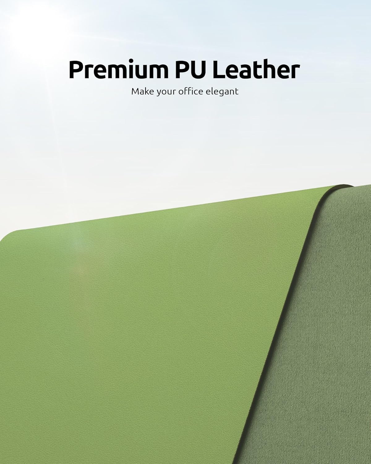 YSAGi Leather Desk Protector, Office Mat, Large Mouse Mat, Non-Slip PU Leather Blotter, Laptop Desk Pad, Waterproof Writing Pad for Office and Home (Leaf Green, 35.4" x 17")